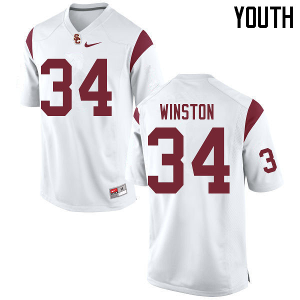 Youth #34 Eli'jah Winston USC Trojans College Football Jerseys Sale-White - Click Image to Close